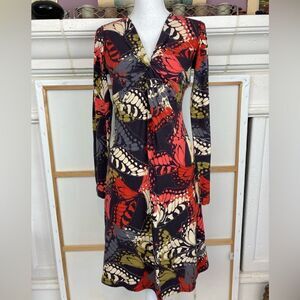 CABi monarch butterfly bodycon dress hugs curves sexy neckline NWOT🌷